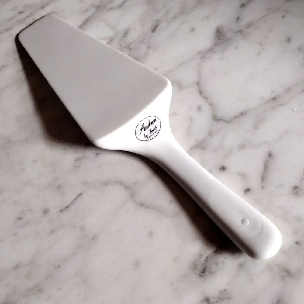 Andrea by Sadek White Floral Print Porcelain Pie Cake Server Vintage Japan 10 in